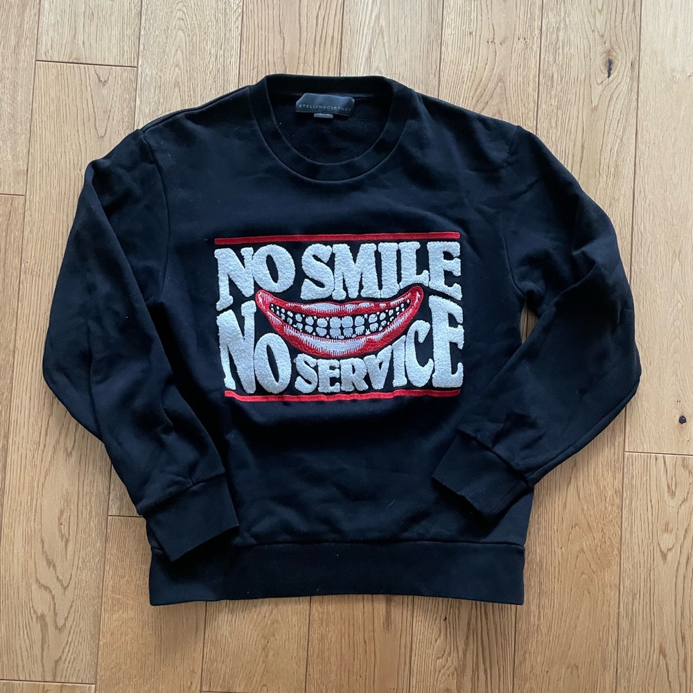STELLA MCCARTNEY NO SMILE NO SERVICE MENS SWEATSHIRT SIZE M